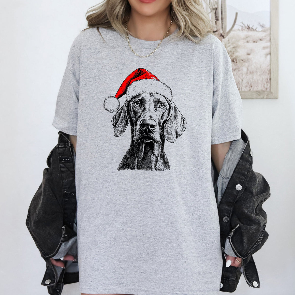 Weimaraner Santa Christmas Tee