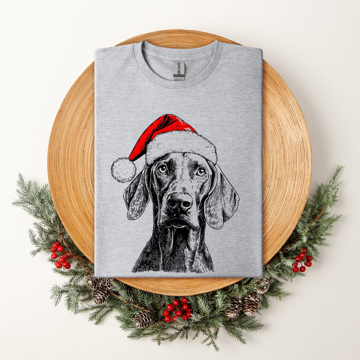 Weimaraner Santa Christmas Tee