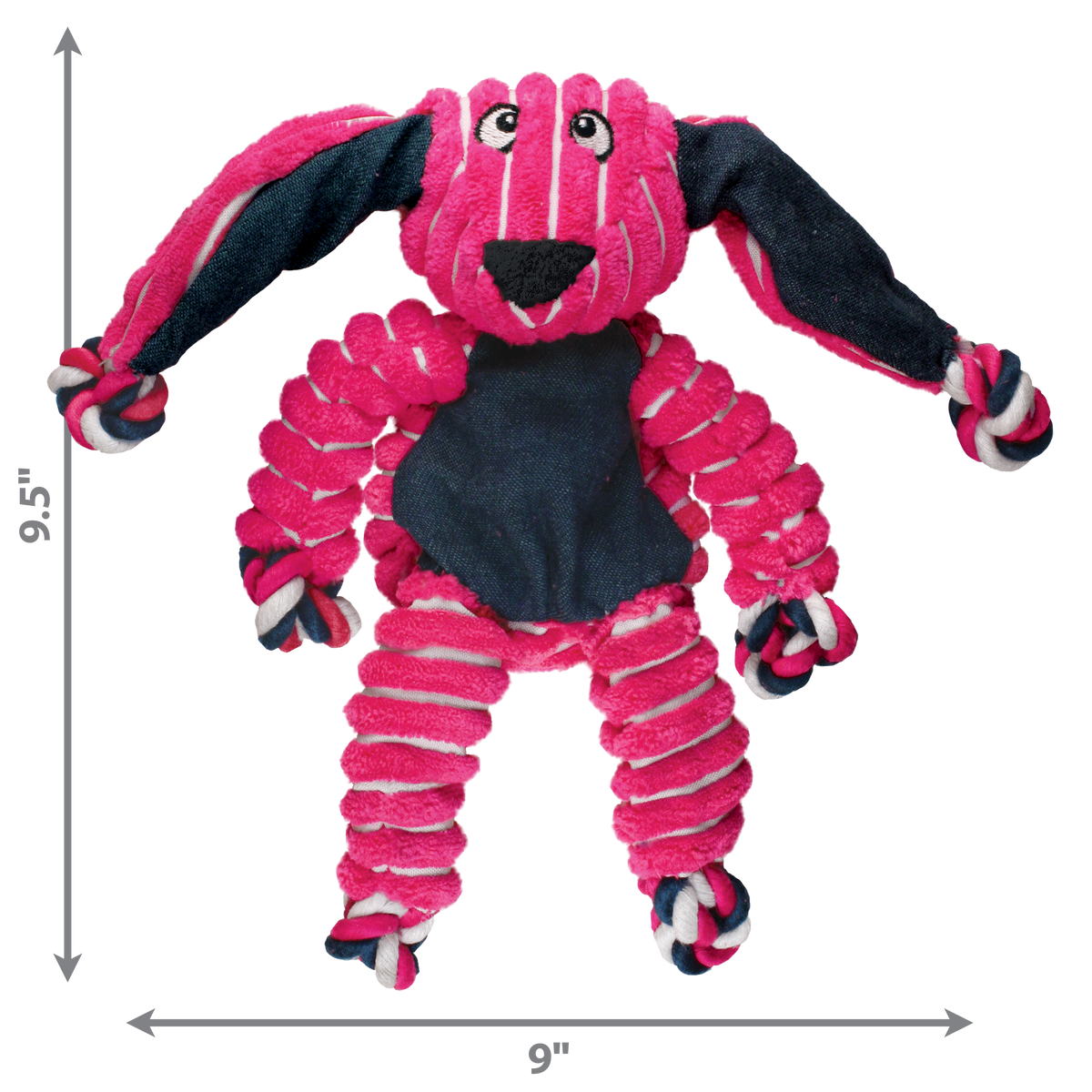 KONG Floppy Knots Bunny Dog Toy — Squeaky Plush with Knotted Rope