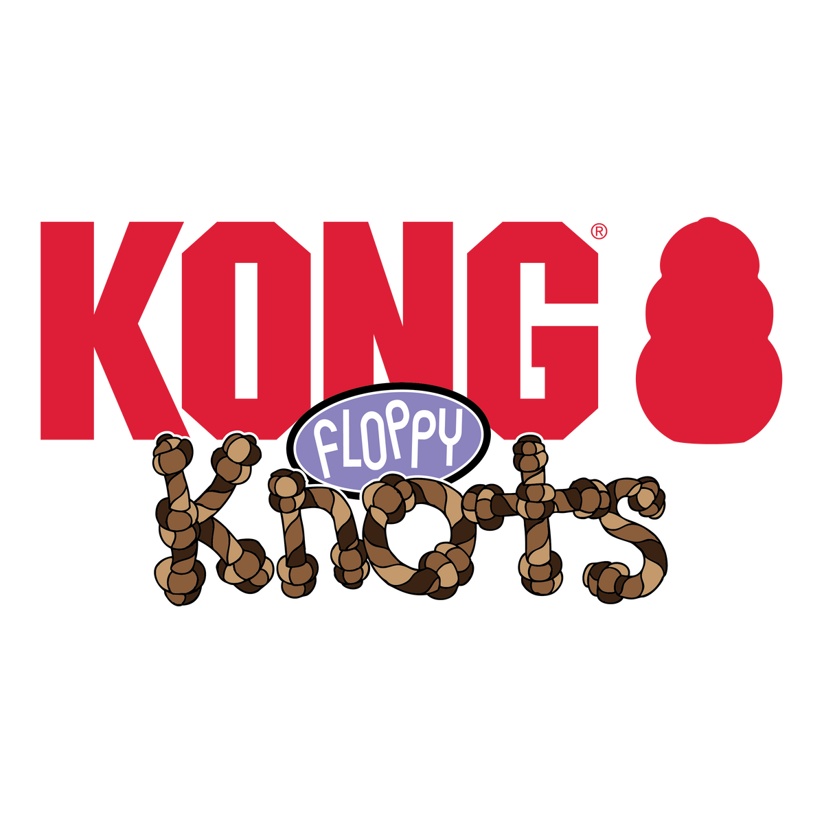 KONG Floppy Knots Bunny Dog Toy — Squeaky Plush with Knotted Rope
