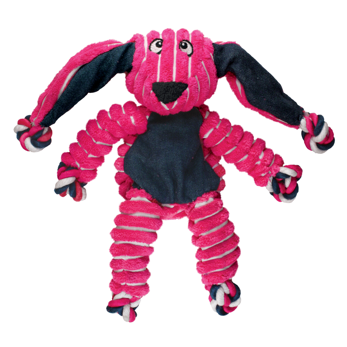 KONG Floppy Knots Bunny Dog Toy — Squeaky Plush with Knotted Rope