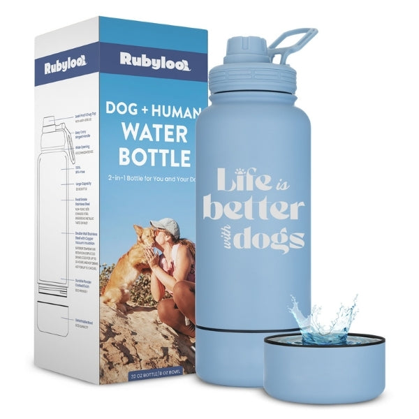 Dog + Human Water Bottle with Detachable Bowl
