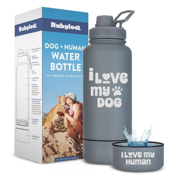 Dog + Human Water Bottle with Detachable Bowl