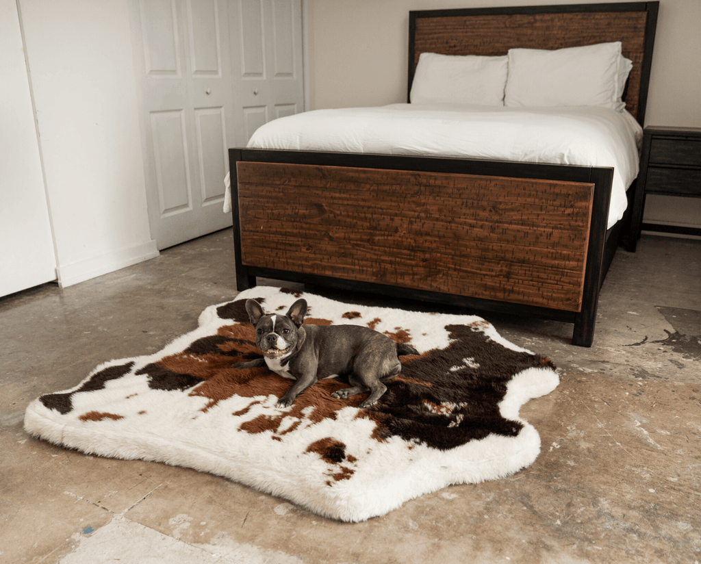 PupRug® Faux Cowhide Orthopedic Memory Foam Dog Bed — Brown