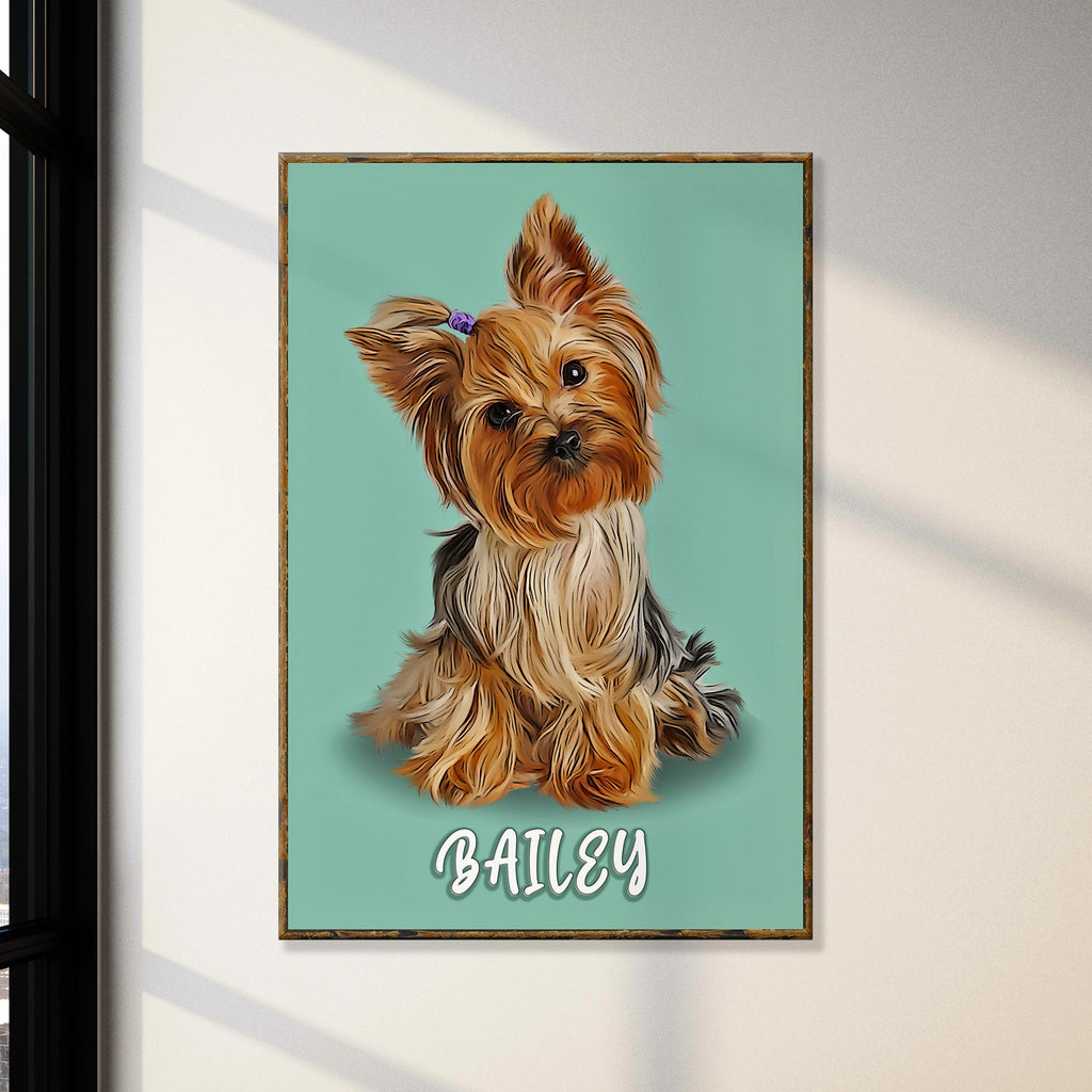 Yorkshire Terrier Pastel Portrait Canvas | Custom Pet Wall Art