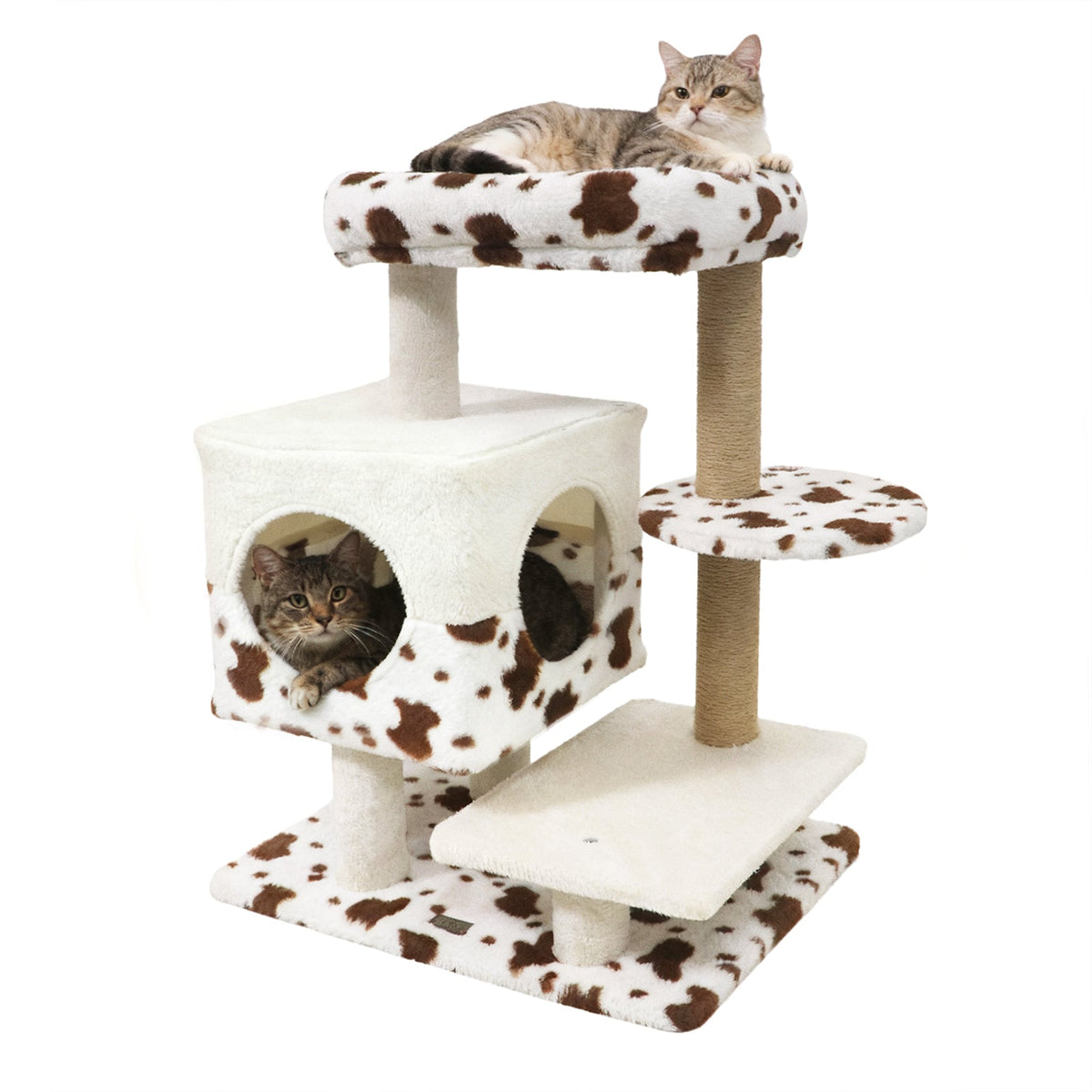 Luxury Cat Tree Tower | Wide Upholstered Perch, Dual-Entry Condo & Scratching Posts | Indoor Cats