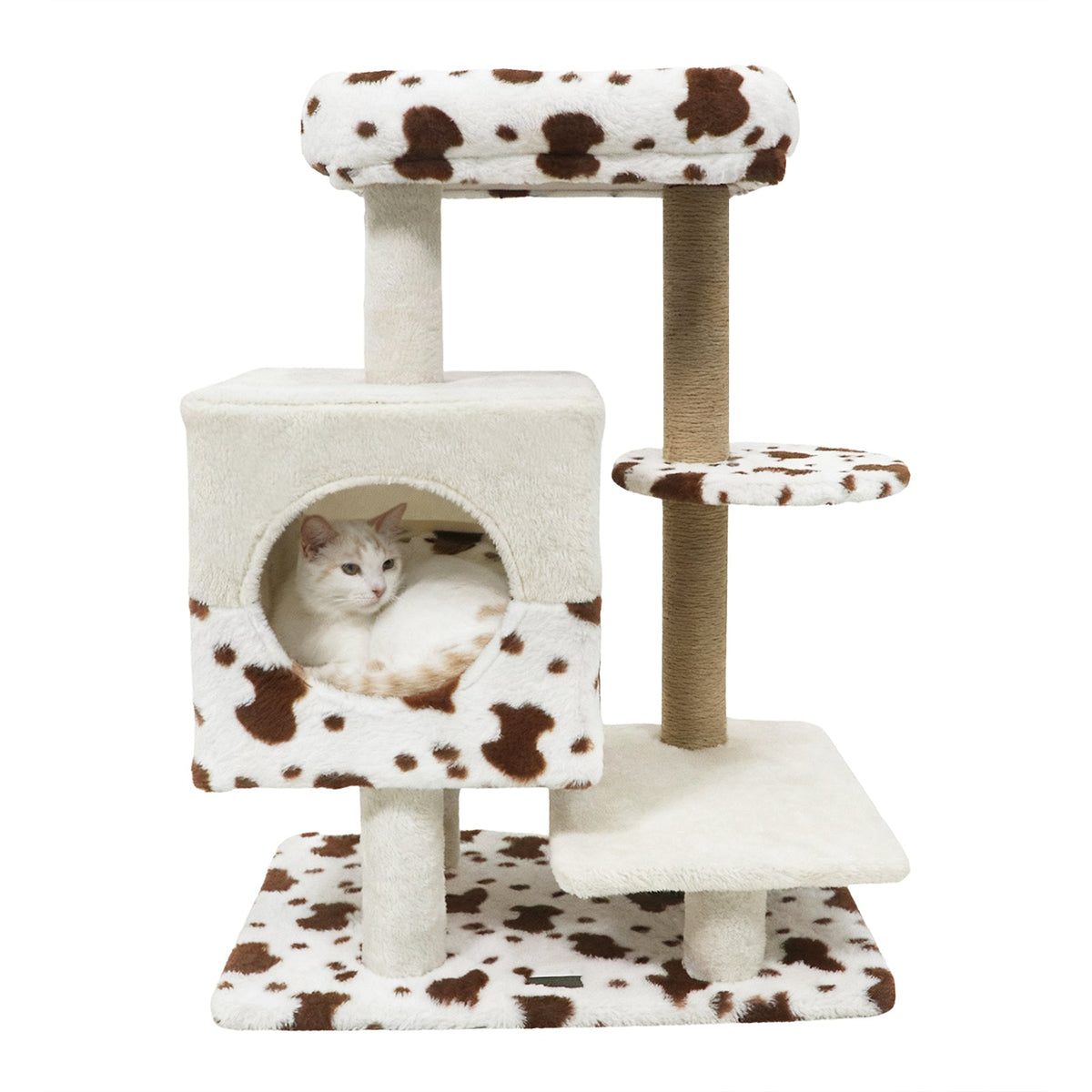 Luxury Cat Tree Tower | Wide Upholstered Perch, Dual-Entry Condo & Scratching Posts | Indoor Cats