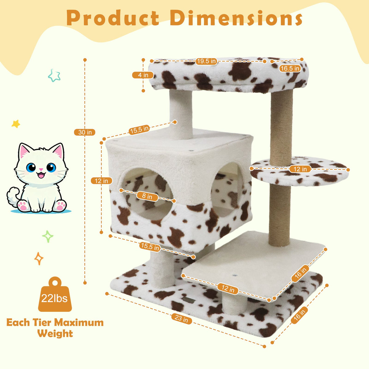 Luxury Cat Tree Tower | Wide Upholstered Perch, Dual-Entry Condo & Scratching Posts | Indoor Cats