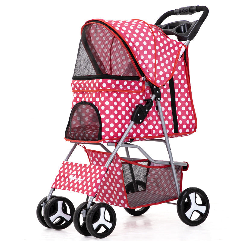 Flauntly Paws Foldable Pet Stroller with Storage Basket