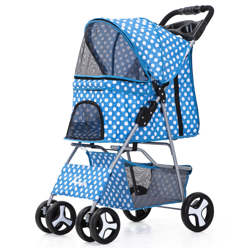 Flauntly Paws Foldable Pet Stroller with Storage Basket