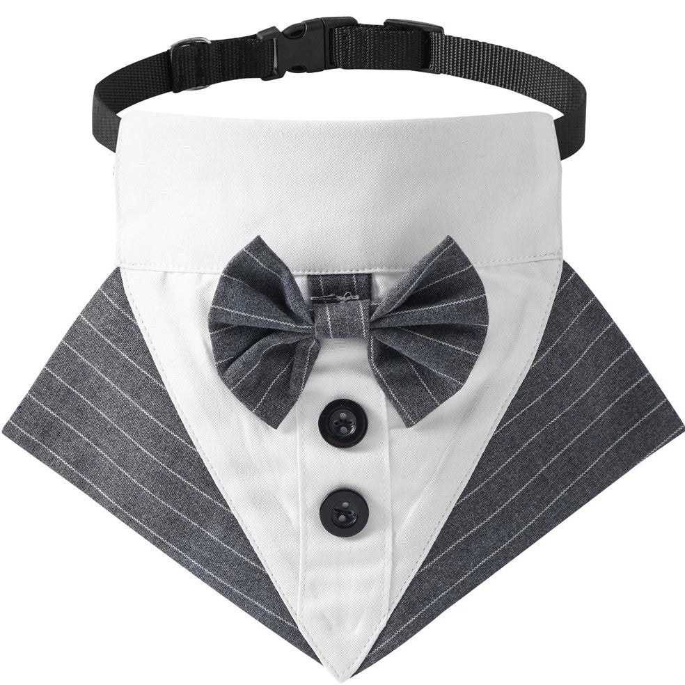 Gray Stripe Dog Bow Tie Collar