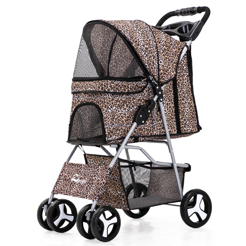 Flauntly Paws Foldable Pet Stroller with Storage Basket