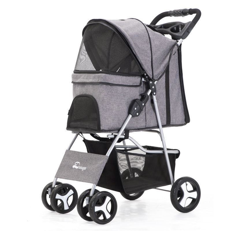 Flauntly Paws Foldable Pet Stroller with Storage Basket