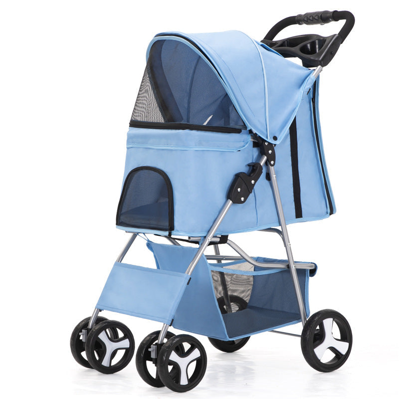 Flauntly Paws Foldable Pet Stroller with Storage Basket