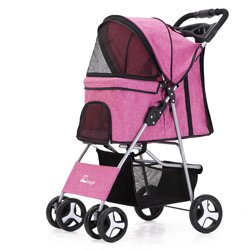 Flauntly Paws Foldable Pet Stroller with Storage Basket