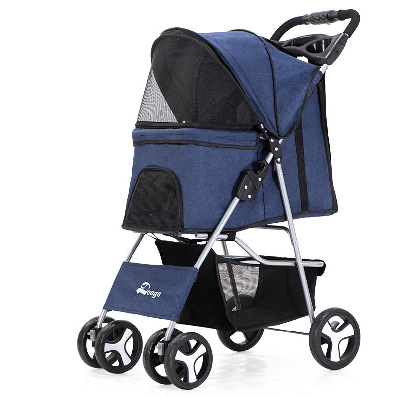 Flauntly Paws Foldable Pet Stroller with Storage Basket