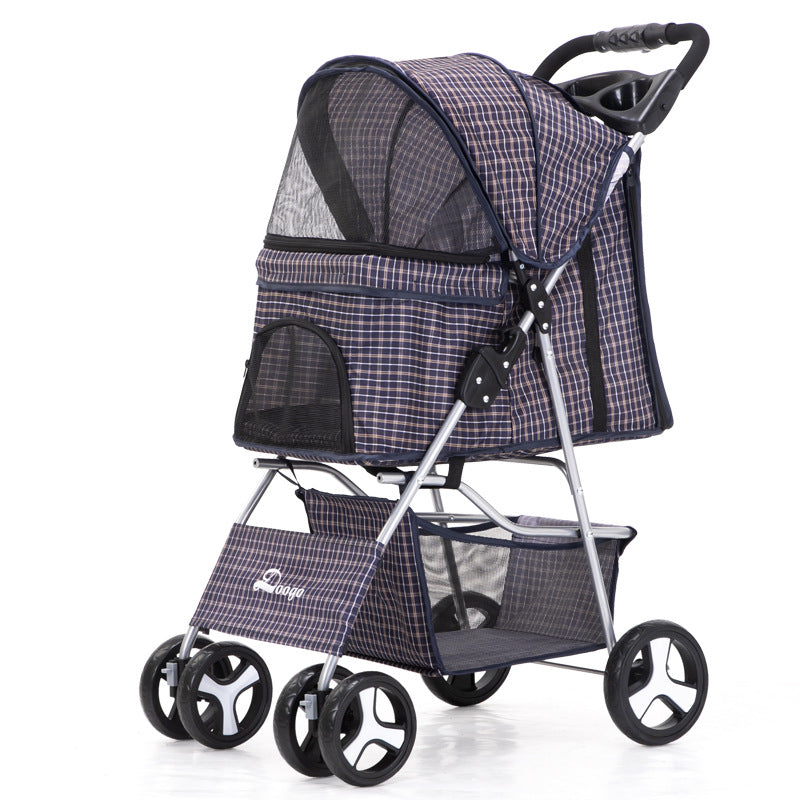 Flauntly Paws Foldable Pet Stroller with Storage Basket