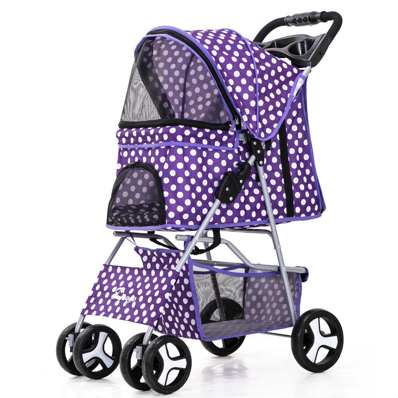 Flauntly Paws Foldable Pet Stroller with Storage Basket