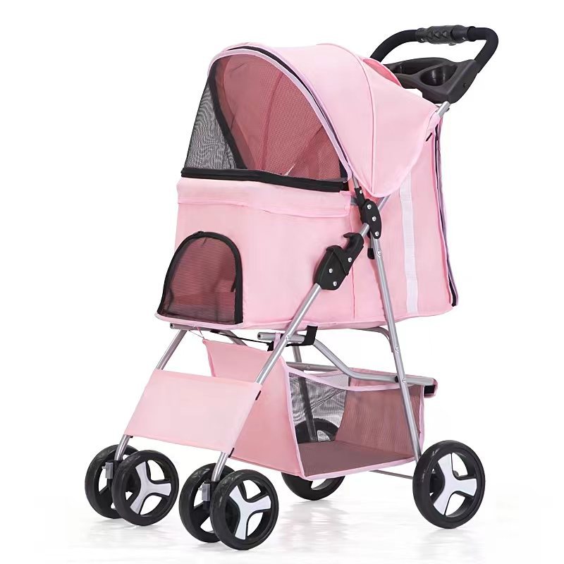 Flauntly Paws Foldable Pet Stroller with Storage Basket