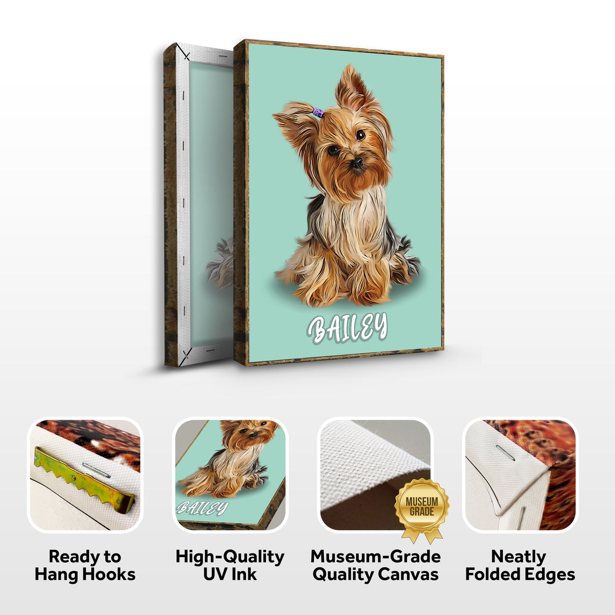 Yorkshire Terrier Pastel Portrait Canvas | Custom Pet Wall Art