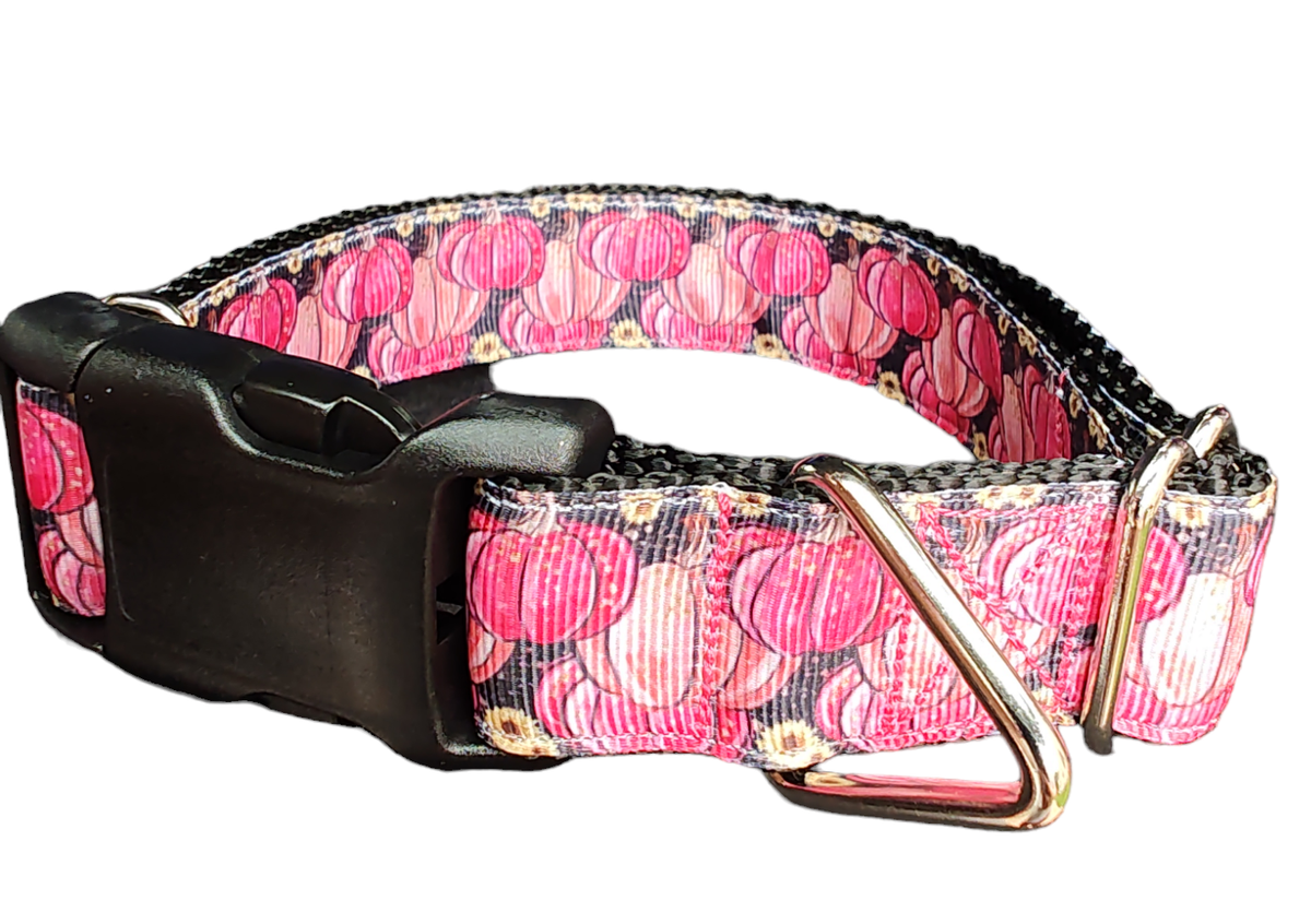 Halloween Pink Pumpkins Dog Collar — Handmade in the USA