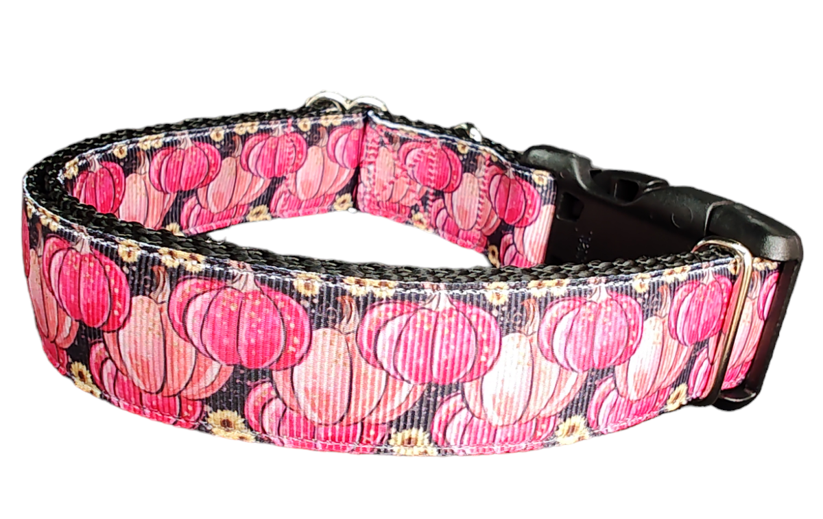 Halloween Pink Pumpkins Dog Collar — Handmade in the USA