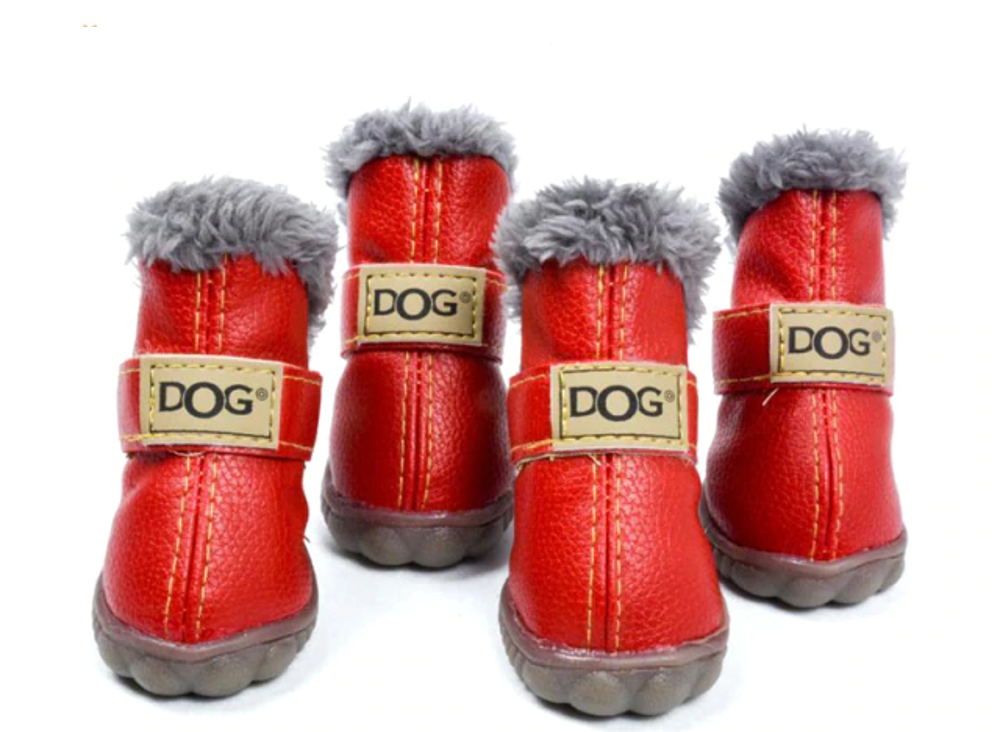 Waterproof Fleece-Lined Dog Snow Boots | Anti-Slip Winter Paw Protection (4-Pack)