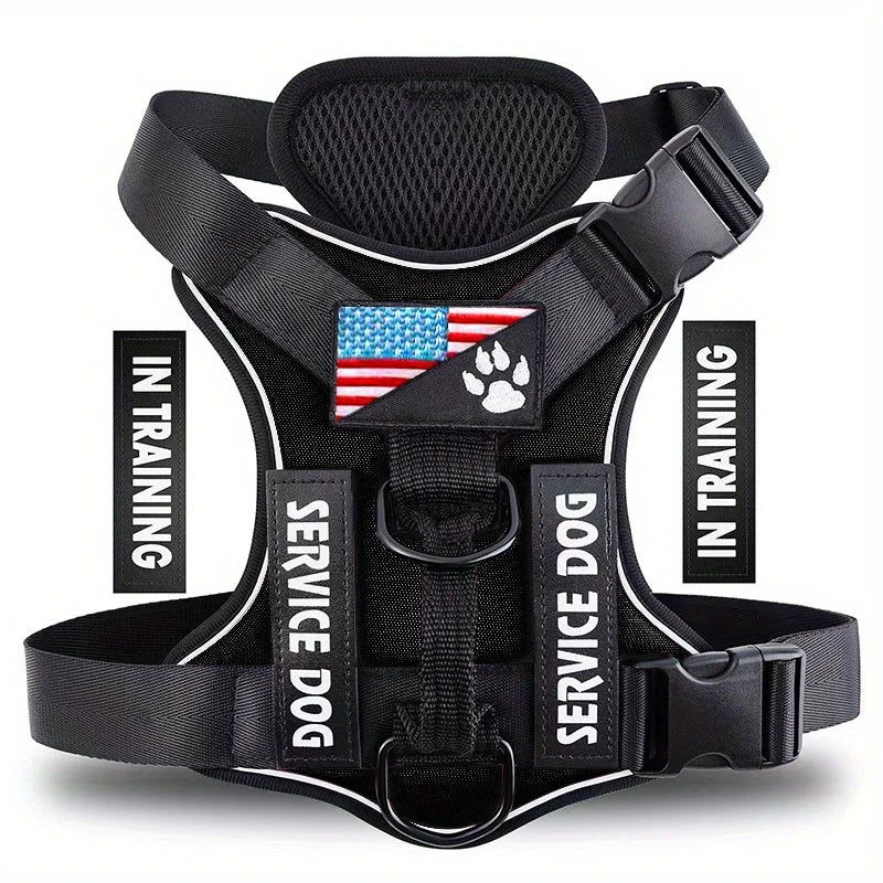The Flauntly Paws Service Vest Harness — Reflective Oxford Harness with Patches for Dogs