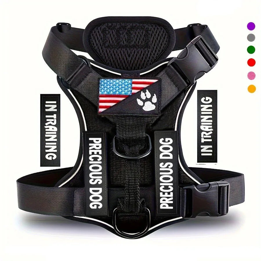 The Flauntly Paws Service Vest Harness — Reflective Oxford Harness with Patches for Dogs