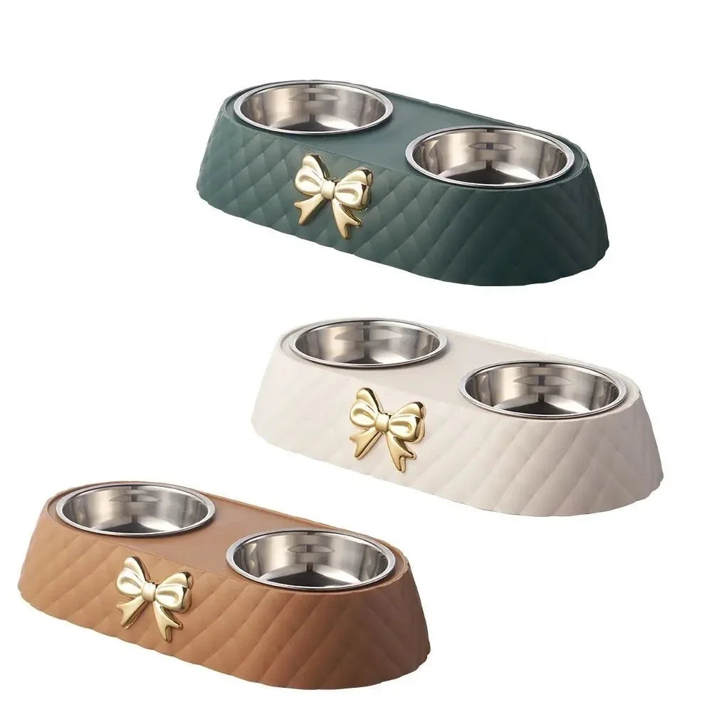 Bow-Tie Double Pet Feeding Bowl