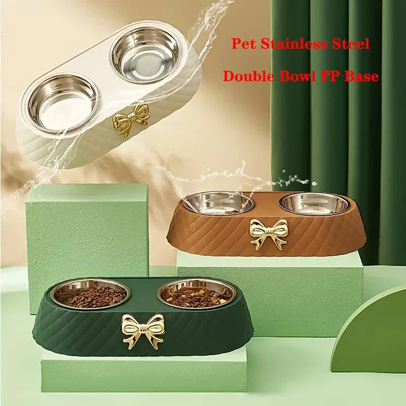 Bow-Tie Double Pet Feeding Bowl
