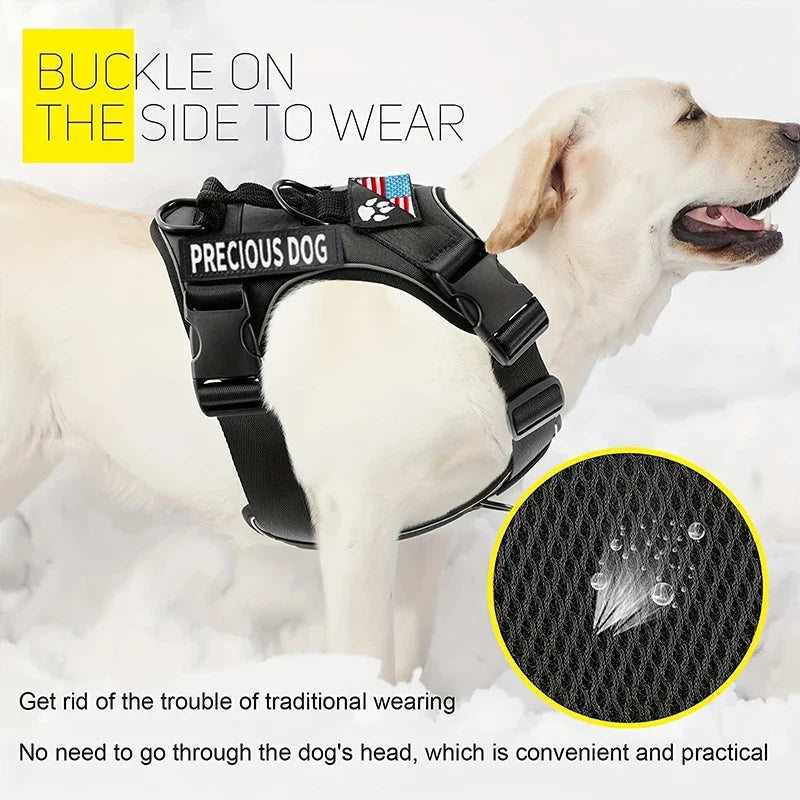 The Flauntly Paws Service Vest Harness — Reflective Oxford Harness with Patches for Dogs