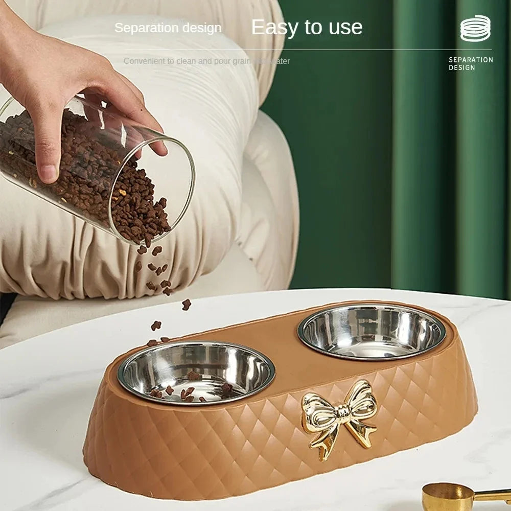 Bow-Tie Double Pet Feeding Bowl