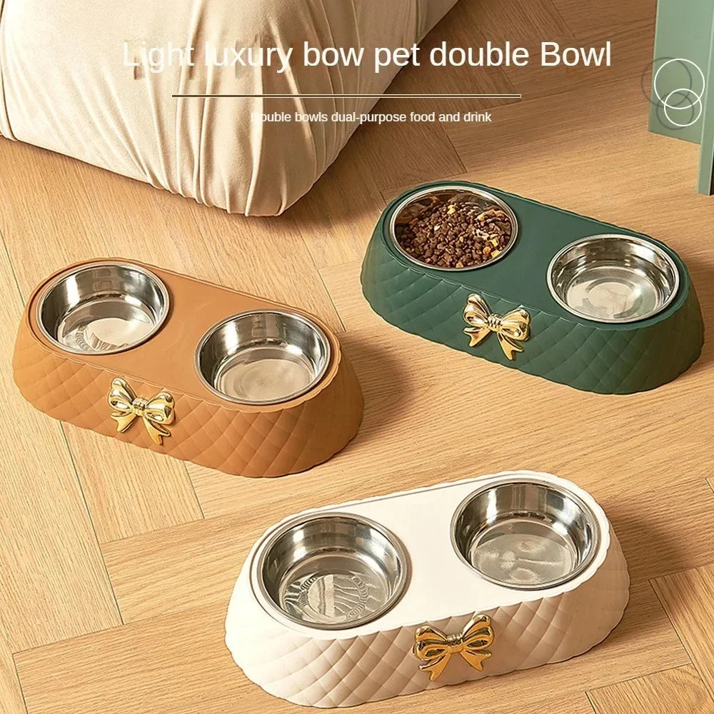 Bow-Tie Double Pet Feeding Bowl