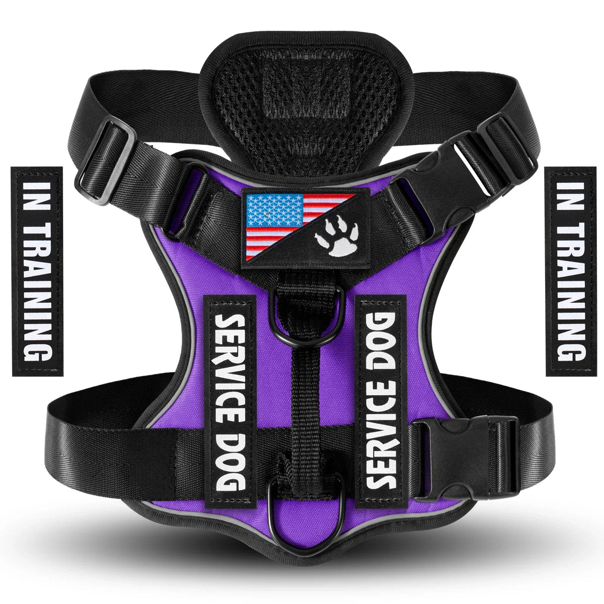 The Flauntly Paws Service Vest Harness — Reflective Oxford Harness with Patches for Dogs