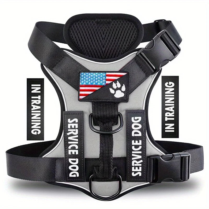 The Flauntly Paws Service Vest Harness — Reflective Oxford Harness with Patches for Dogs