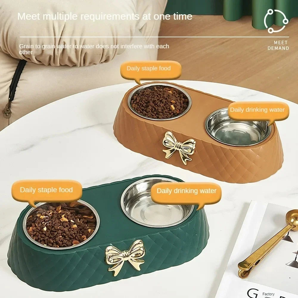 Bow-Tie Double Pet Feeding Bowl