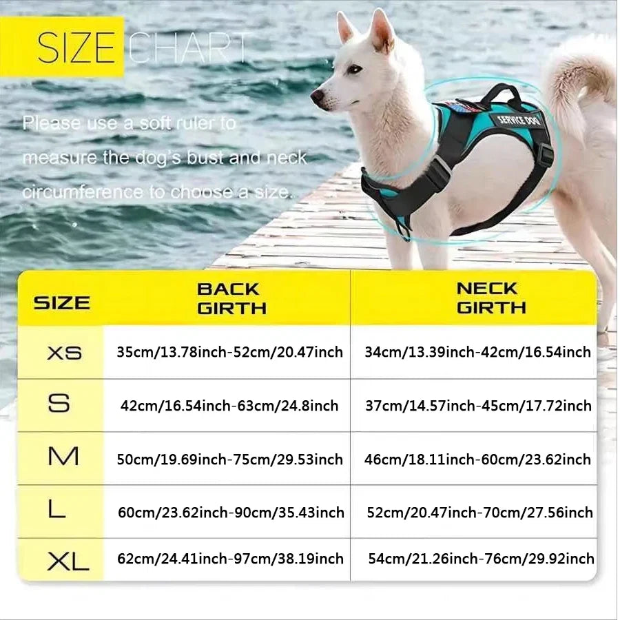 The Flauntly Paws Service Vest Harness — Reflective Oxford Harness with Patches for Dogs
