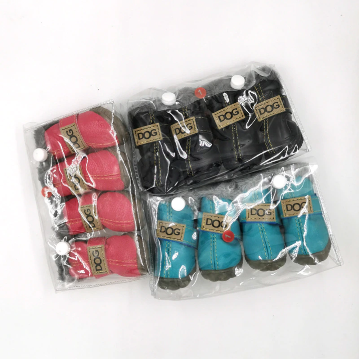 Waterproof Fleece-Lined Dog Snow Boots | Anti-Slip Winter Paw Protection (4-Pack)