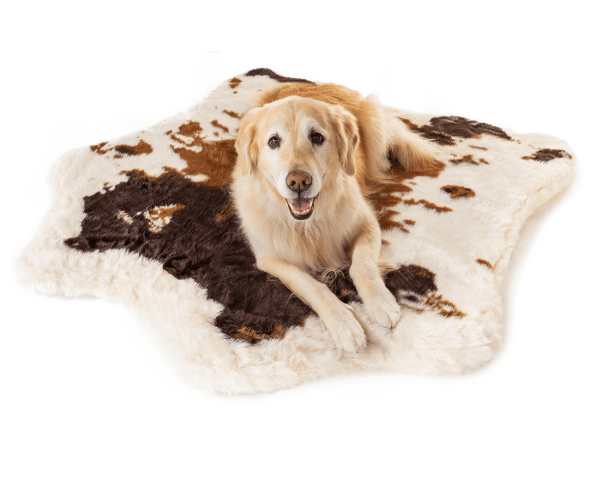 PupRug® Faux Cowhide Orthopedic Memory Foam Dog Bed — Brown