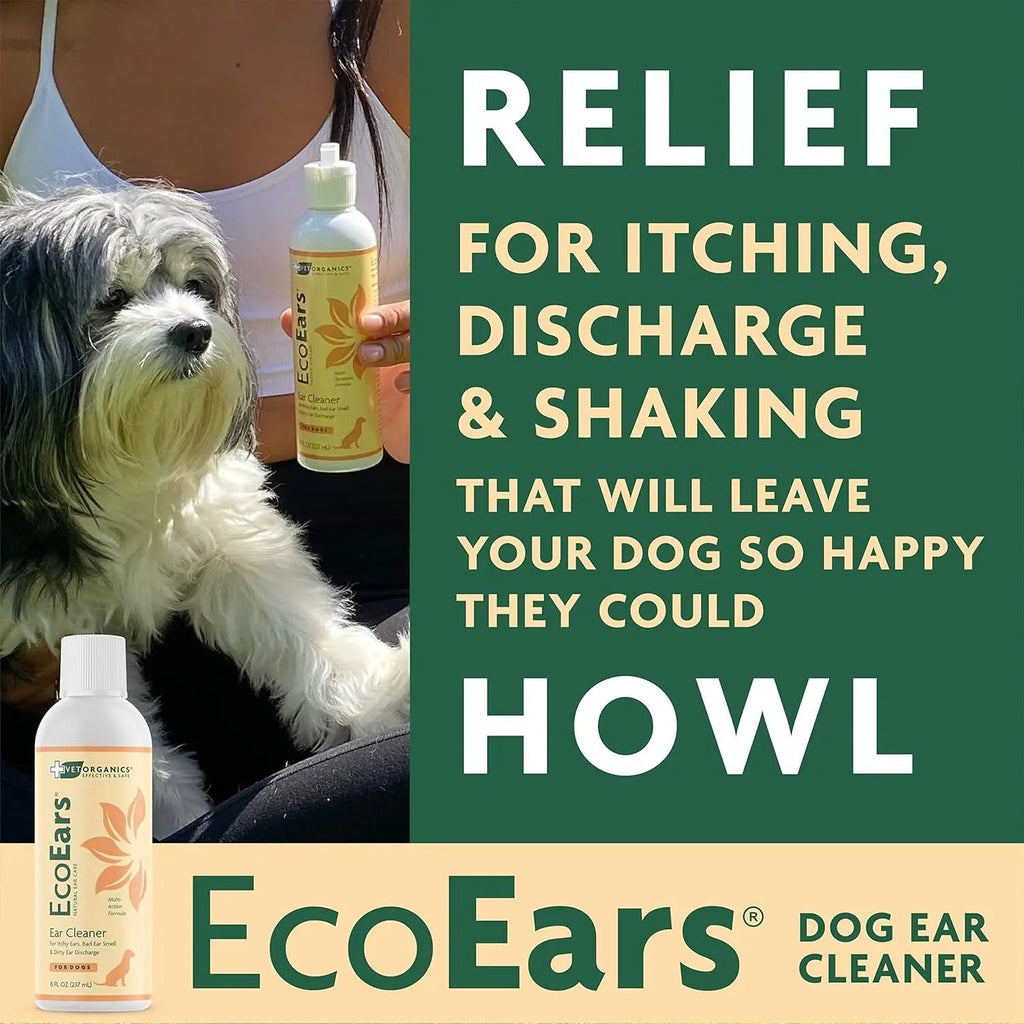 Vet Organics EcoEars Natural Dog Ear Cleaner 8oz, Multi-Action Formula 2-Pack