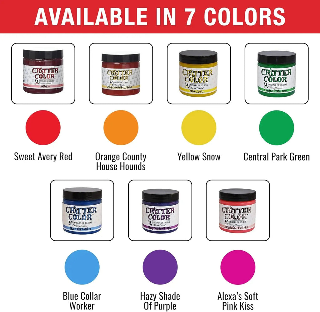 Temporary Pet Fur Dye | Washable & Non-Toxic | 4 oz | 8 Shades
