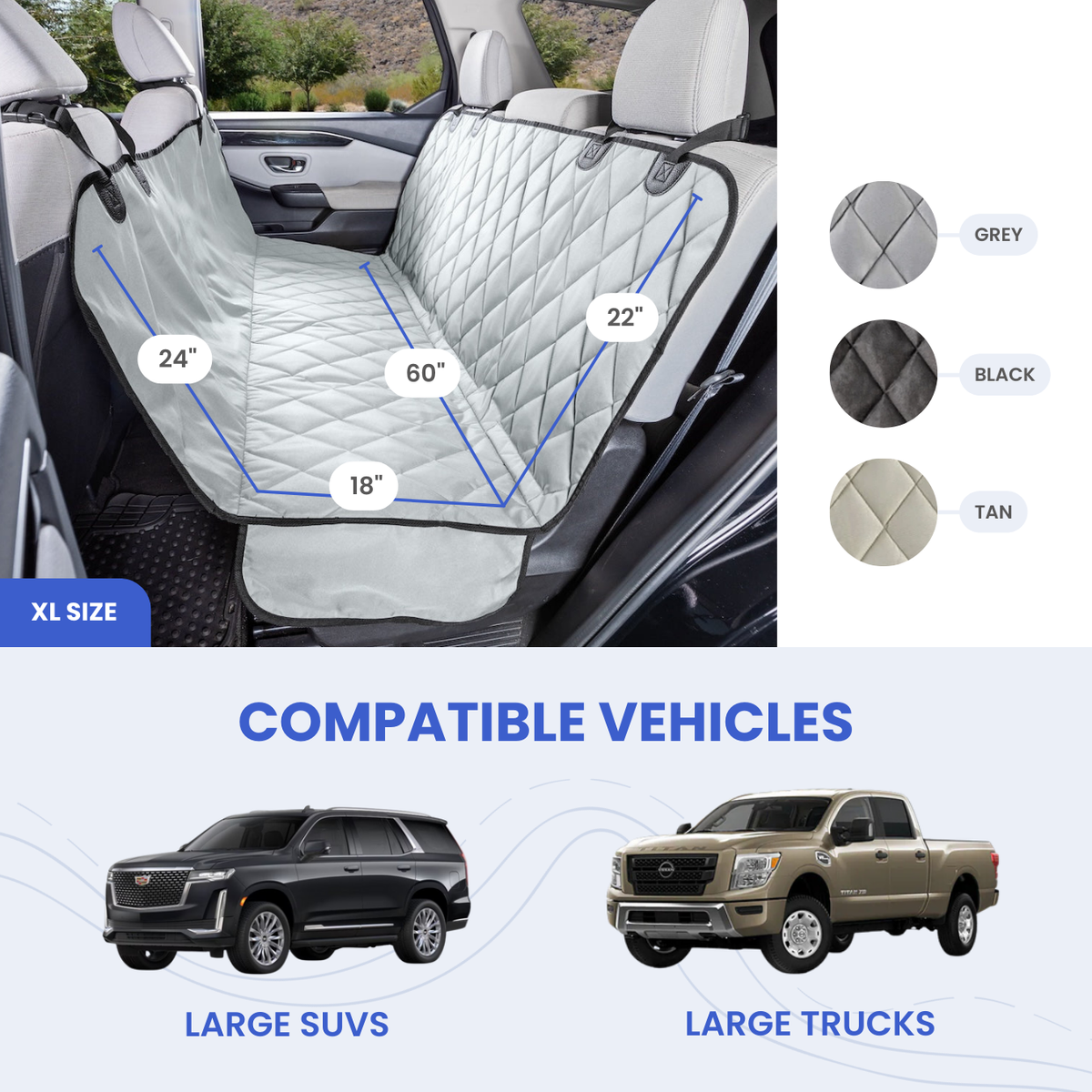 Luxury Dog Car Hammock Seat Cover – XL