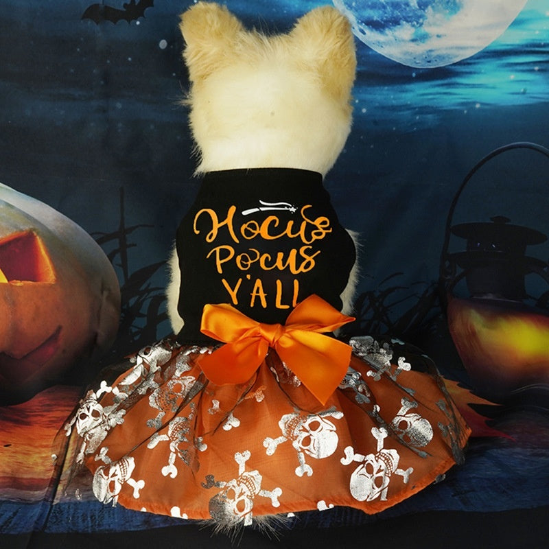 Pet Clothes Halloween Dog Cat Party Decoration Halloween Skull Black Costume