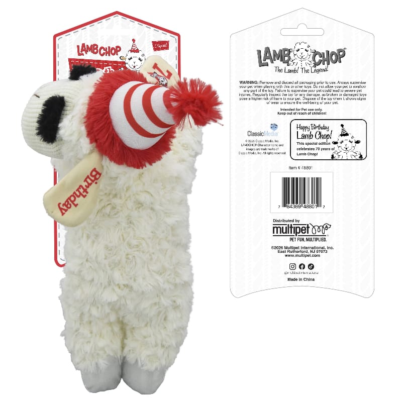 Lamb Chop 70th Birthday Plush Squeaky Dog Toy | 10.5 in