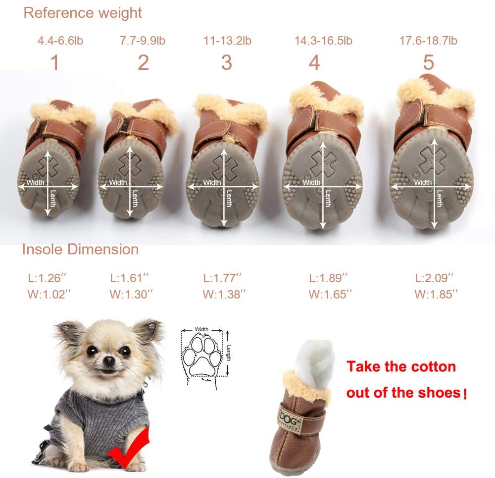 Waterproof Fleece-Lined Dog Snow Boots | Anti-Slip Winter Paw Protection (4-Pack)