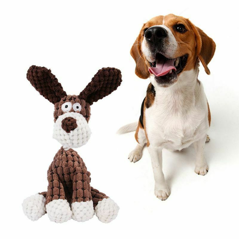Squeaky Corduroy Plush Dog Toy | Soft, Durable & Bite-Resistant | Brown, Pink, White