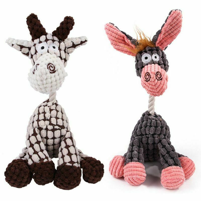Squeaky Corduroy Plush Dog Toy | Soft, Durable & Bite-Resistant | Brown, Pink, White