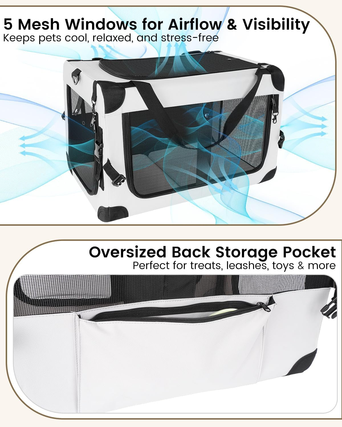 Luxury Soft-Sided Cat Carrier for Two | Removable Divider | Up to 55 lbs