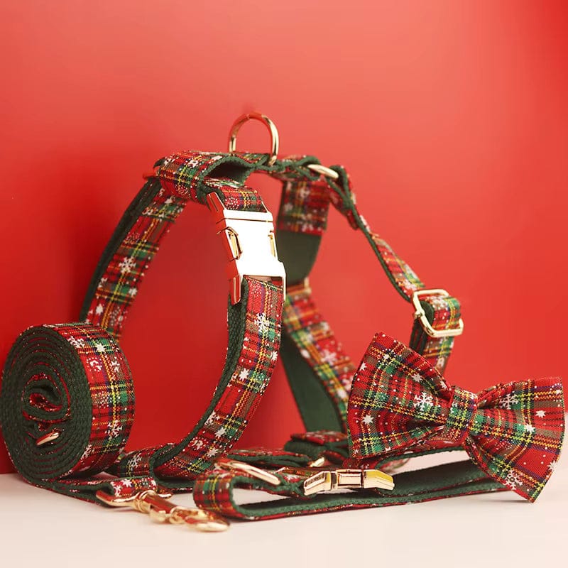 Personalized Christmas Plaid Dog Walking Set